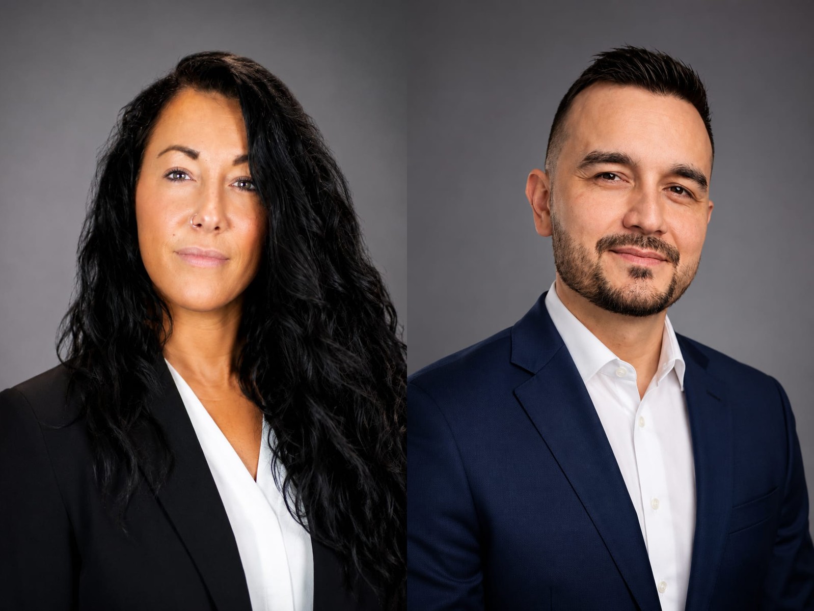 Side-by-side portraits of Alicia Gratton and Juan Pablo Ramirez, owners of FORMA Cleaning Services